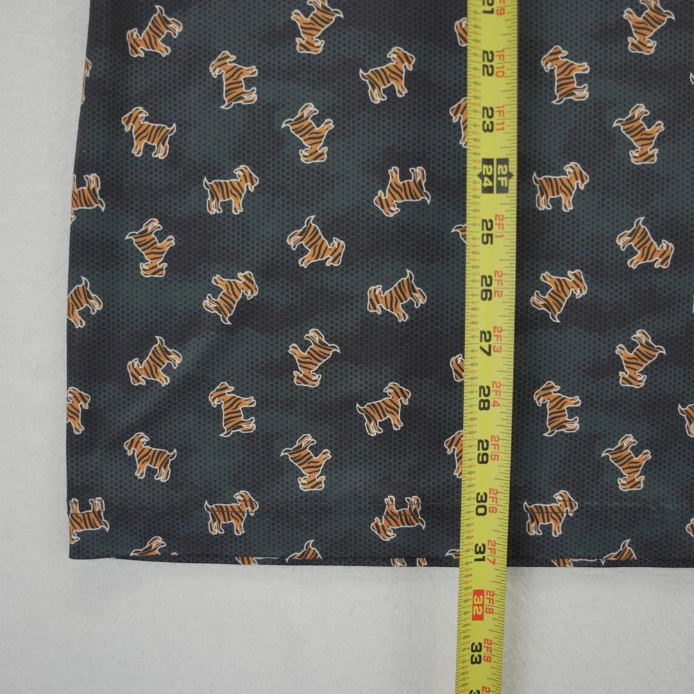 Waggle Golf Polo Mens XL Charcoal Grey Tiger Goat Print Performance Shirt Short - Picture 5 of 7